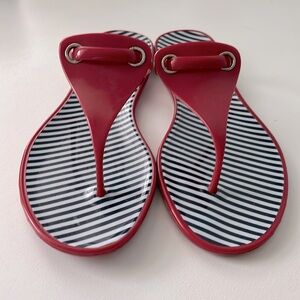 New Dexter red vinyl sandals size 8.